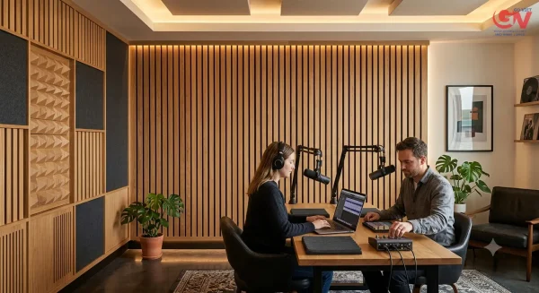 Tấm gỗ tiêu âm kết hợp xử lý âm học và hoàn thiện nội thất