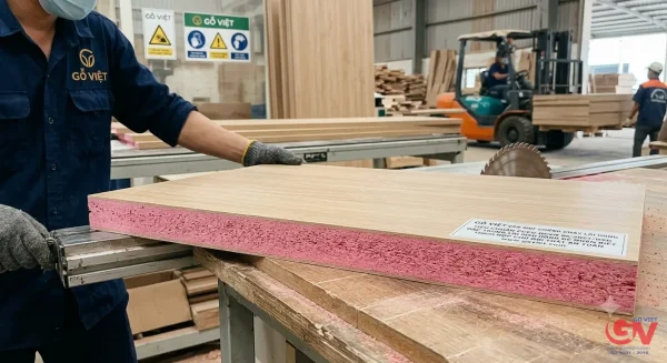 Công ty nào cung cấp ván MDF chống cháy tại TP HCM uy tín, giá tốt? 2 Mặt cắt lõi hồng đặc trưng của ván MDF chống cháy