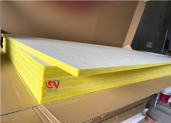 tấm bông Glasswool dạng tấm dày 25mm và gia công cắt theo yêu cầu