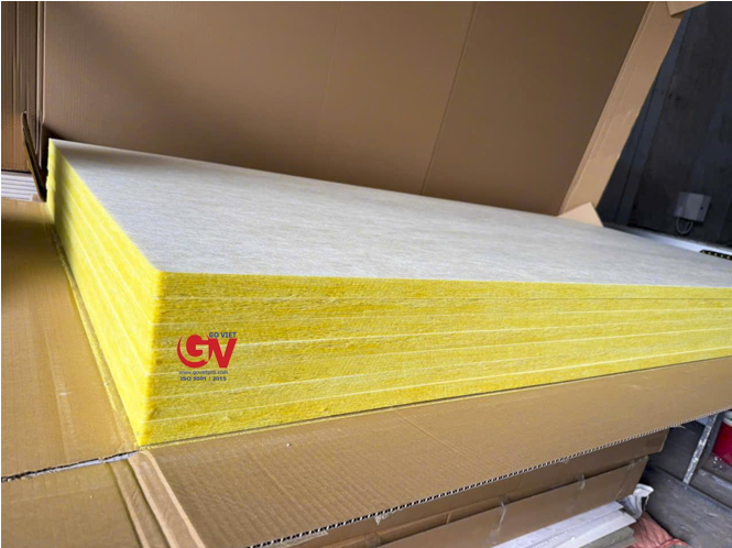 tấm bông Glasswool dạng tấm dày 25mm và gia công cắt theo yêu cầu