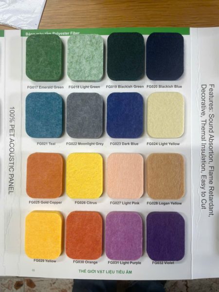 bảng màu tấm tiêu âm Polyester Fiber tại Govietpro