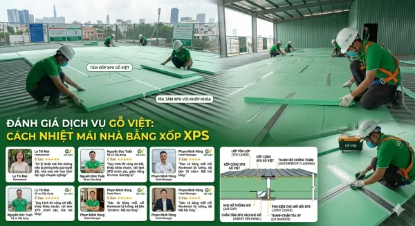 Cách Xử Lý Nhiệt Cho Nhà Mái Tôn Không Trần La Phông | Gỗ Việt 4 Hình ảnh thực tế thi công cách nhiệt mái nhà bằng xốp XPS và đánh giá dịch vụ của Panel Phương Nam.