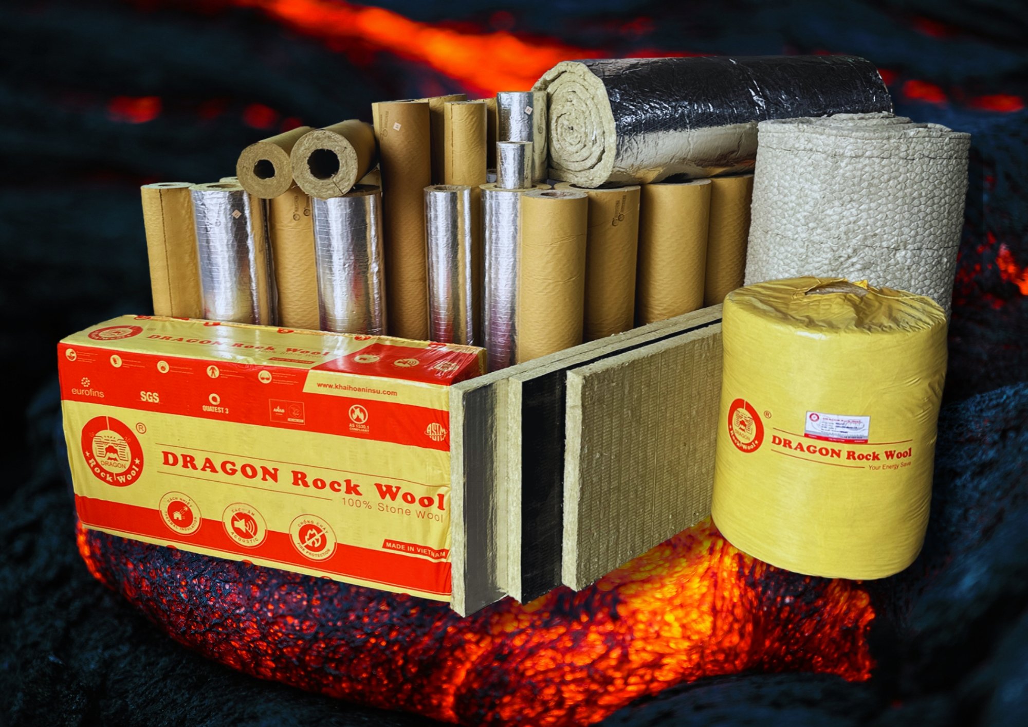 Tấm bông khoáng Rockwool tiêu âm chống cháy cho phòng máy