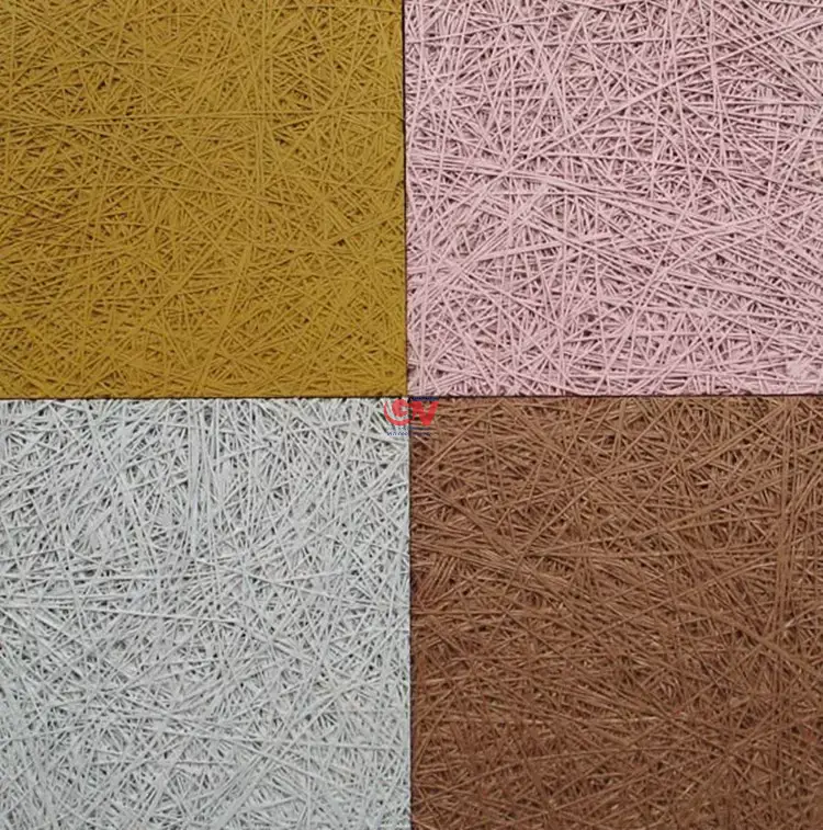 Cận cảnh cấu trúc sợi và màu sắc tấm len gỗ tiêu âm wood wool