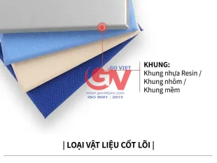 Tấm Tiêu Âm Vải Nỉ 6 Cấu tạo 3 lớp của tấm tiêu âm bọc vải nỉ bao gồm bề mặt vải, khung và lõi bông thủy tinh glasswool.