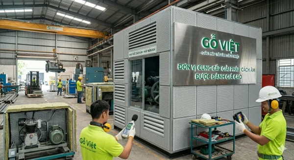 Gỗ Việt đơn vị thiết kế thi công phòng cách âm máy nén khí nhà xưởng chuyên nghiệp
