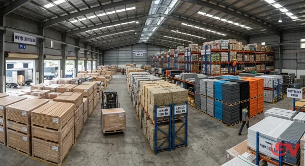 Kho vật liệu tiêu âm - tán âm với len gỗ, nhựa tiêu âm, Polyester Fiber tại Gỗ Việt