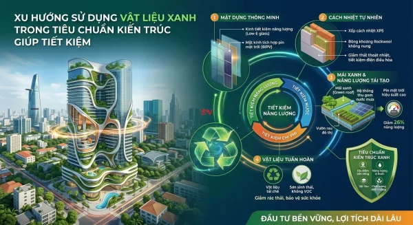 Xu hướng sử dụng vật liệu xanh trong tiêu chuẩn kiến trúc giúp tiết kiệm năng lượng