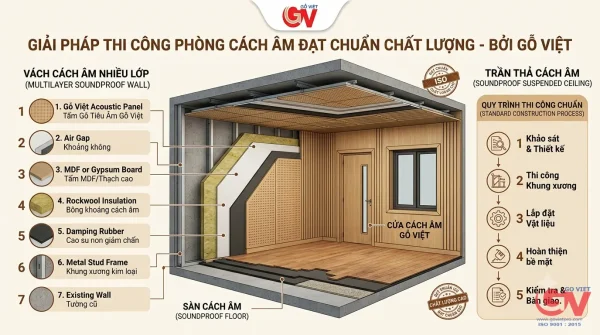 Giải pháp để thi công phòng cách âm đạt chuẩn chất lượng bởi Gỗ Việt 1 Giải pháp thi công phòng cách âm đạt chuẩn chất lượng - cấu tạo vách, trần, sàn Gỗ Việt