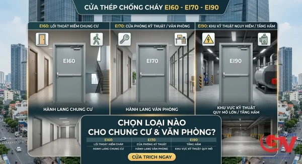 Hướng dẫn chọn cửa thép chống cháy EI60, EI70, EI90 cho chung cư và văn phòng