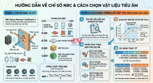 Hướng dẫn đọc chỉ số NRC và lựa chọn vật liệu tiêu âm theo khả năng hấp thụ âm