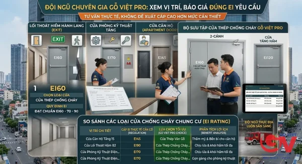 Đội ngũ chuyên gia Gỗ Việt Pro tư vấn và báo giá cửa thép chống cháy đúng yêu cầu thực tế