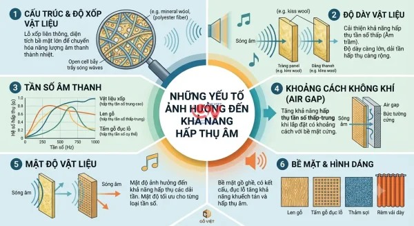 6 yếu tố ảnh hưởng đến khả năng hấp thụ âm của vật liệu tiêu âm